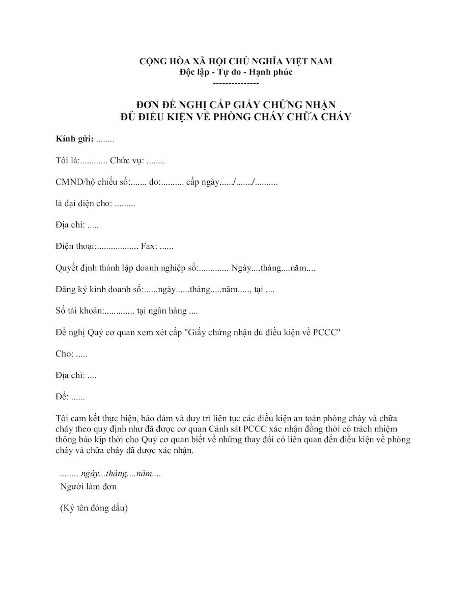 xin giấy phép pccc cho hộ kinh doanh