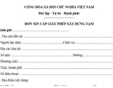 Mẫu giấy phép xây dựng tạm mới nhất 2025
