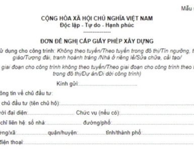 Mẫu đơn đề nghị cấp giấy phép xây dựng chuẩn nhất 2025