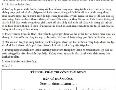 Mẫu bản vẽ hoàn công mới nhất theo quy định