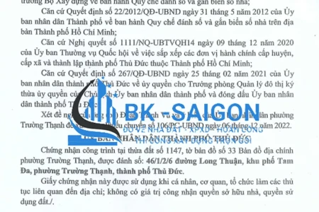 DỊCH VỤ XIN CẤP CHỨNG NHẬN SỐ NHÀ PHƯỜNG CÁT LÁI, TP. HCM 