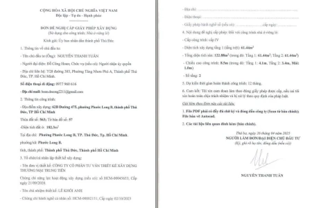 Thủ tục xin giấy phép xây dựng phường An Nhơn, TPHCM