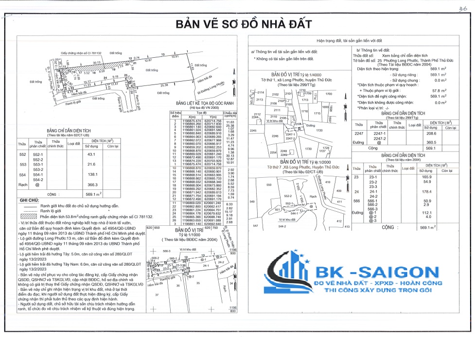 Bản vẽ hiện trạng nhà đất phường Long Phước