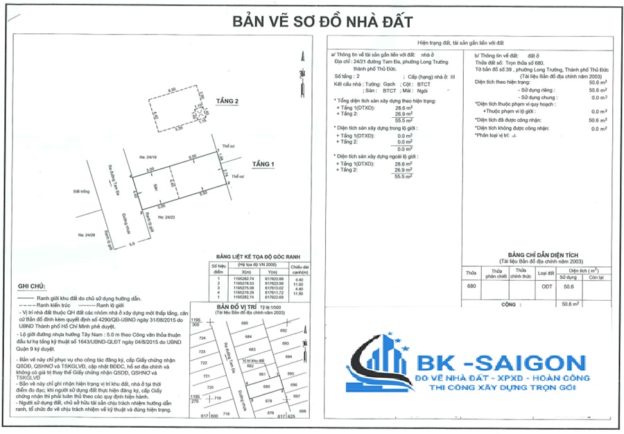 Bản đồ hiện trạng vị trí phường Long Trường
