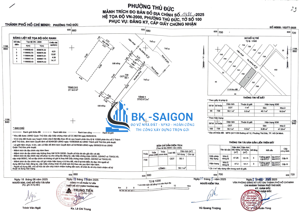 DỊCH VỤ ĐO VẼ HOÀN CÔNG NHÀ Ở PHƯỜNG AN PHÚ, TP. THỦ ĐỨC