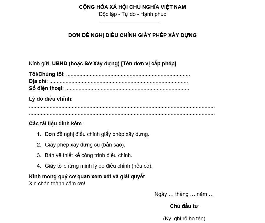 Điều chỉnh giấy phép xây dựng tại Thủ Đức, TPHCM