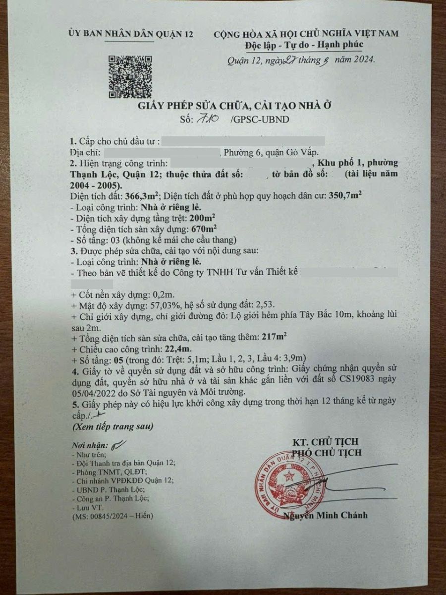 xin giấy phép sửa chữa cải tạo nhà ở