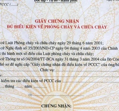 chi phí xin giấy phép pccc hộ kinh doanh