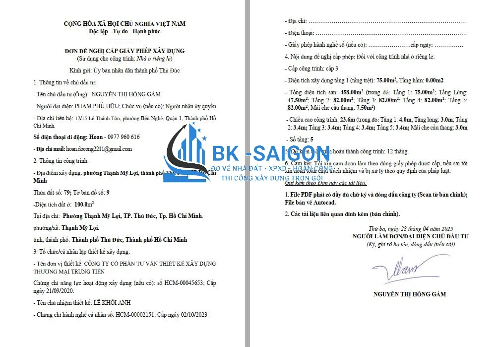 Xin giấy phép xây dựng phường Phú Thọ Hòa