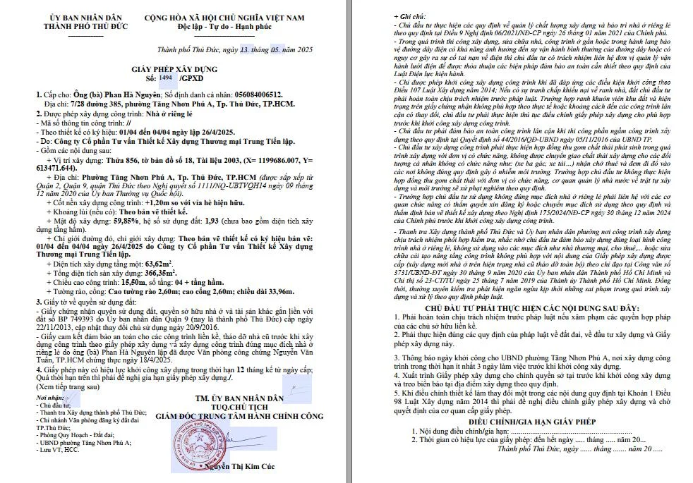 Xin giấy phép xây dựng phường Tân Phú