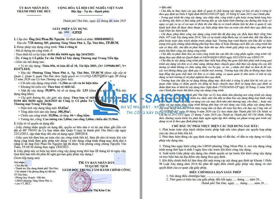 Xin giấy phép xây dựng phường An Phú Đông, TPHCM