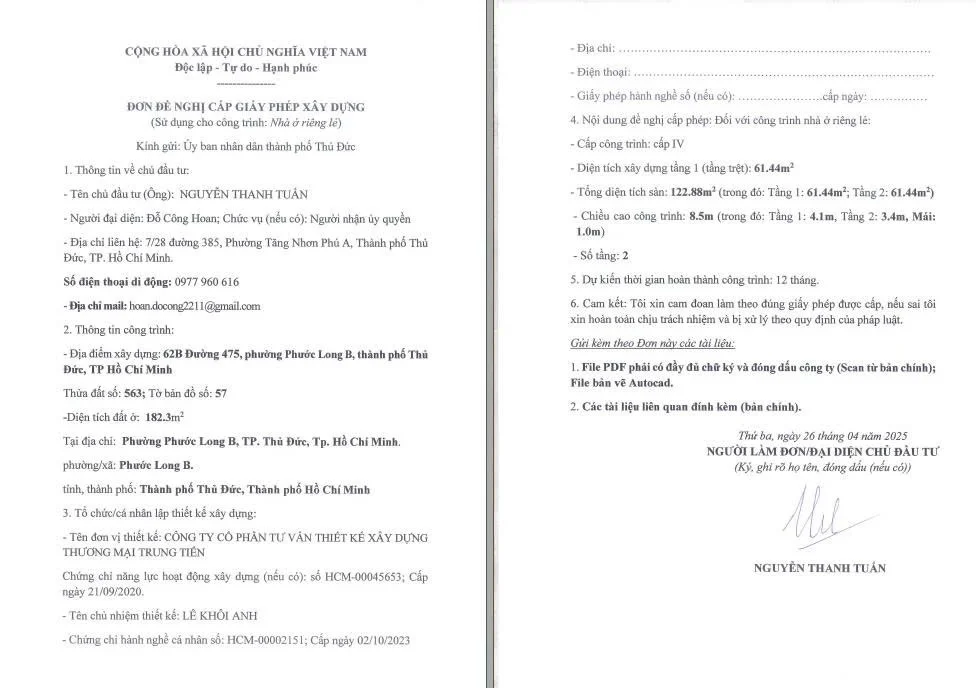 điều kiện cấp giấy phép xây dựng Tp.HCM