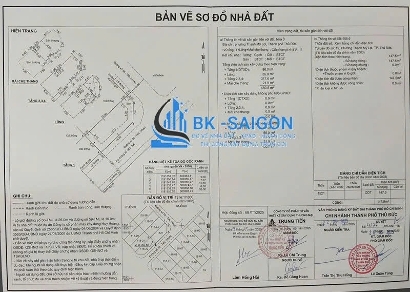 Đo vẽ hoàn công nhà ở phường Xuân Hòa, TPHCM