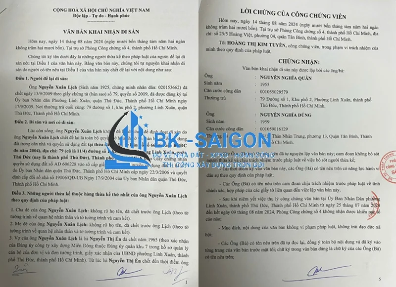 Dịch vụ kê khai di sản thừa kế Thủ Đức