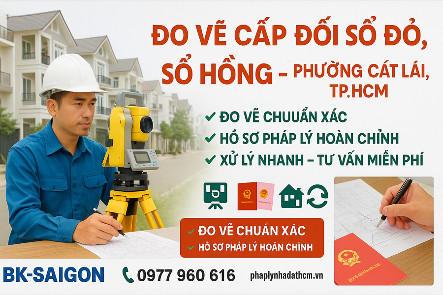 Dịch vụ đo vẽ cấp đổi sổ đỏ, sổ hồng phường Cát Lái, TP. HCM