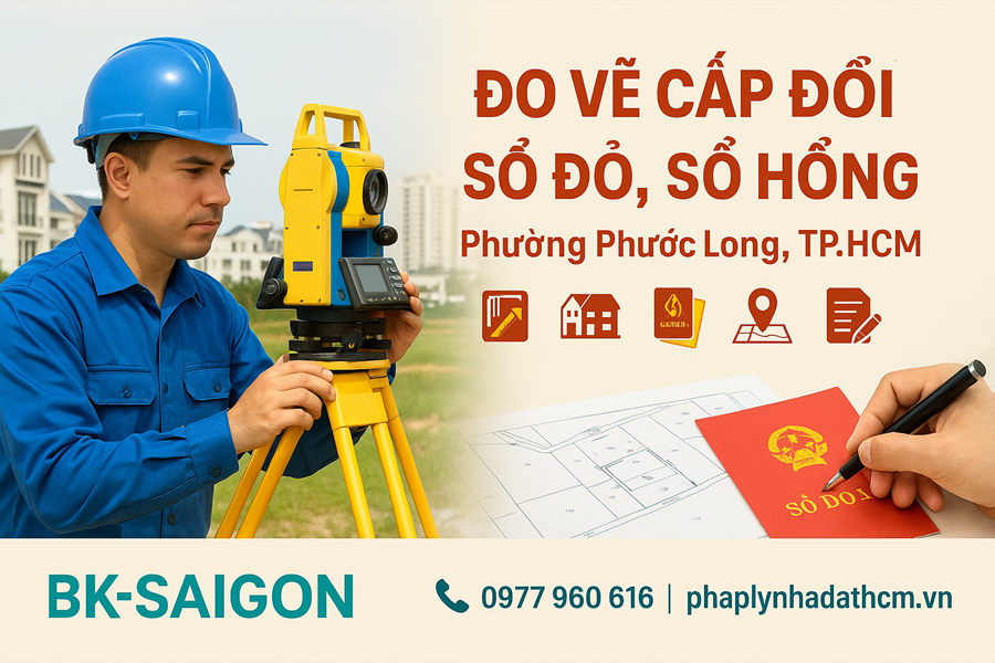 Dịch vụ đo vẽ cấp đổi sổ phường Phước Long, Tp. HCM