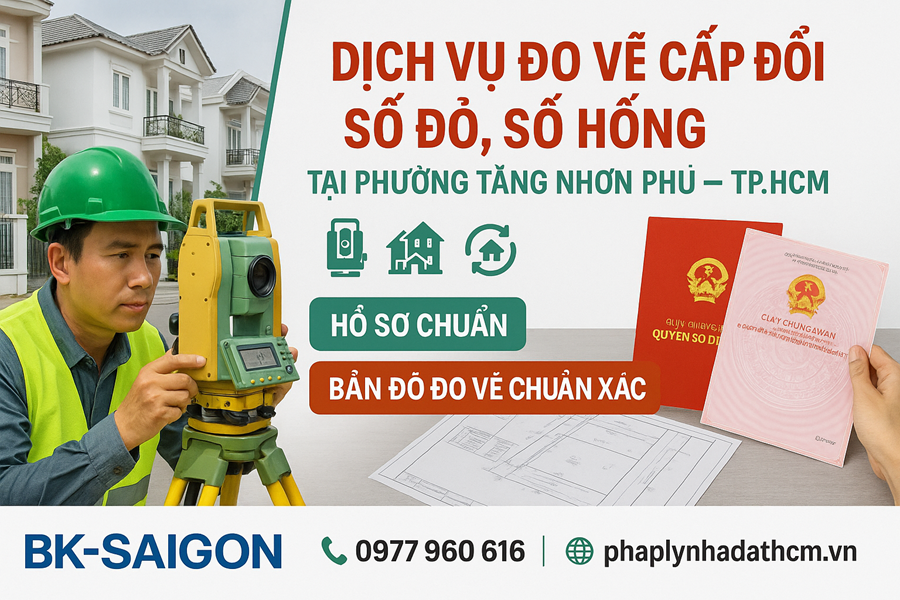 Dịch Vụ Đo Vẽ Cấp Đổi Sổ Đỏ, Sổ Hồng Tại Phường Tăng Nhơn Phú, TP. HCM