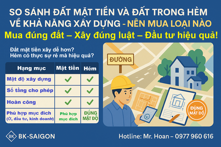 So Sánh Đất Mặt Tiền Và Đất Trong Hẻm Về Khả Năng Xây Dựng 