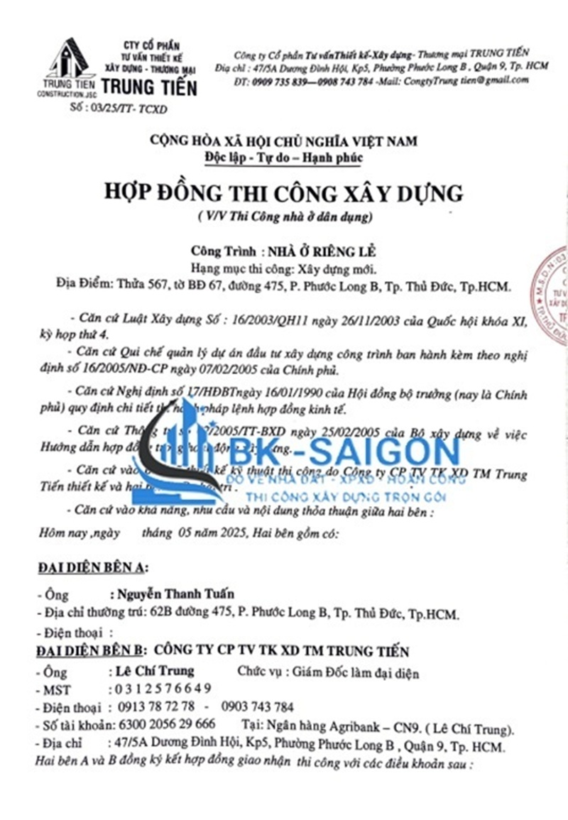Dịch vụ xin phép, thi công xây dựng nhà ở trọn gói Thủ Đức