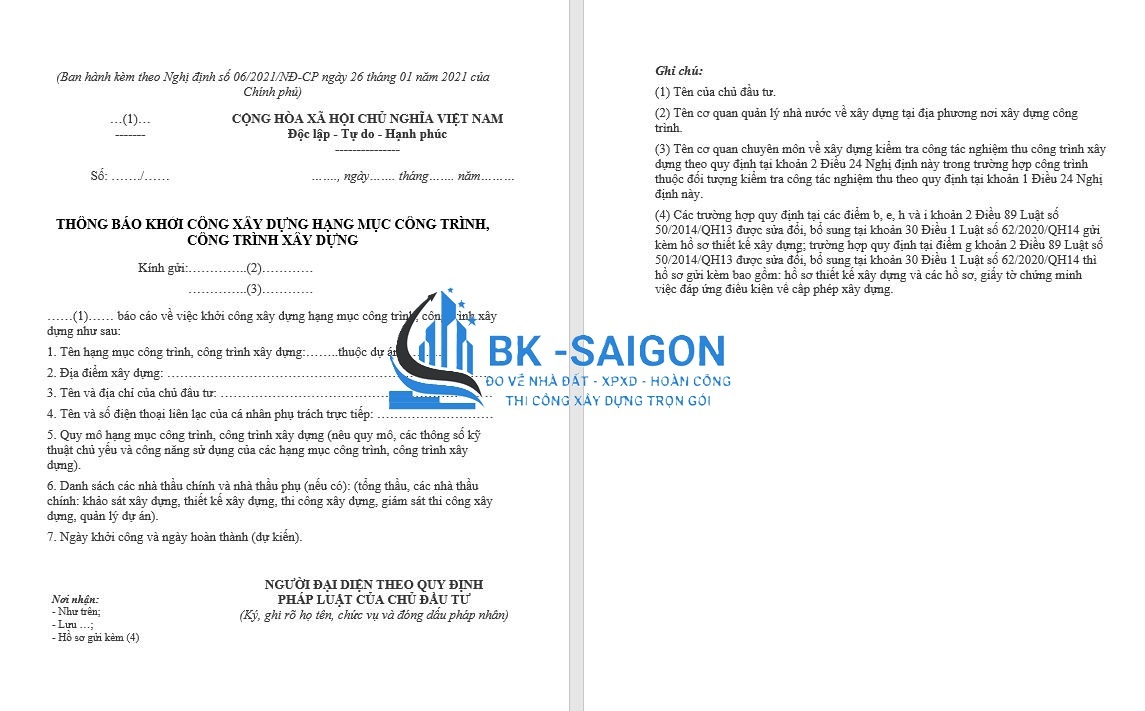Hướng Dẫn Thủ Tục Thông Báo Khởi Công Xây Dựng Nhà Ở