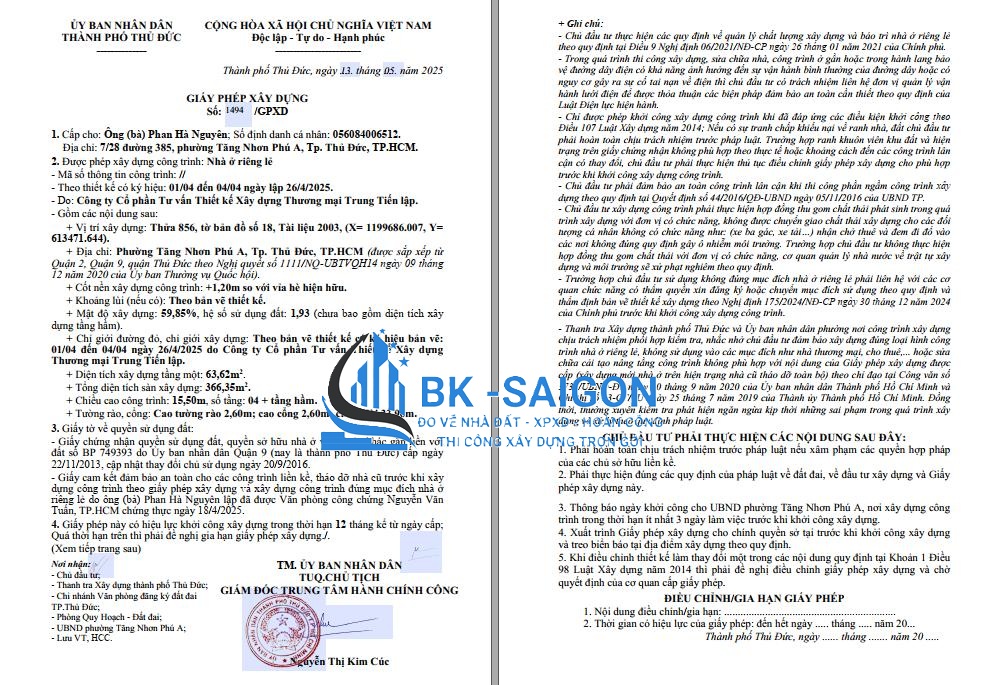 Dịch vụ xin giấy phép xây dựng tại TP. Thủ Đức Trọn Gói